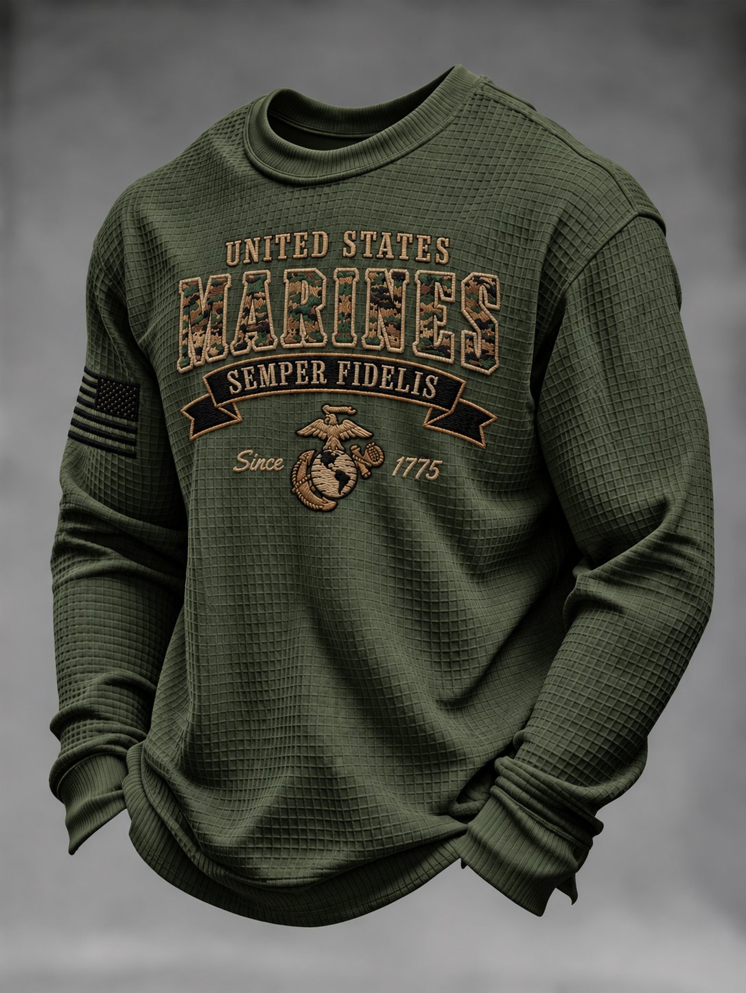 Men's U.S. Veterans Printed Waffle-Knit Top