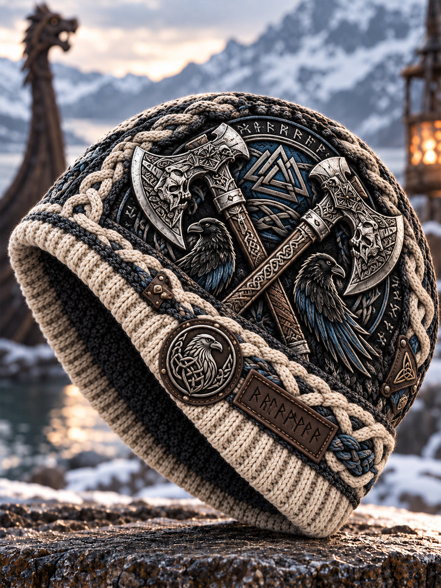 Viking Art Vintage Autumn And Winter Warm Cold Knitted Hat