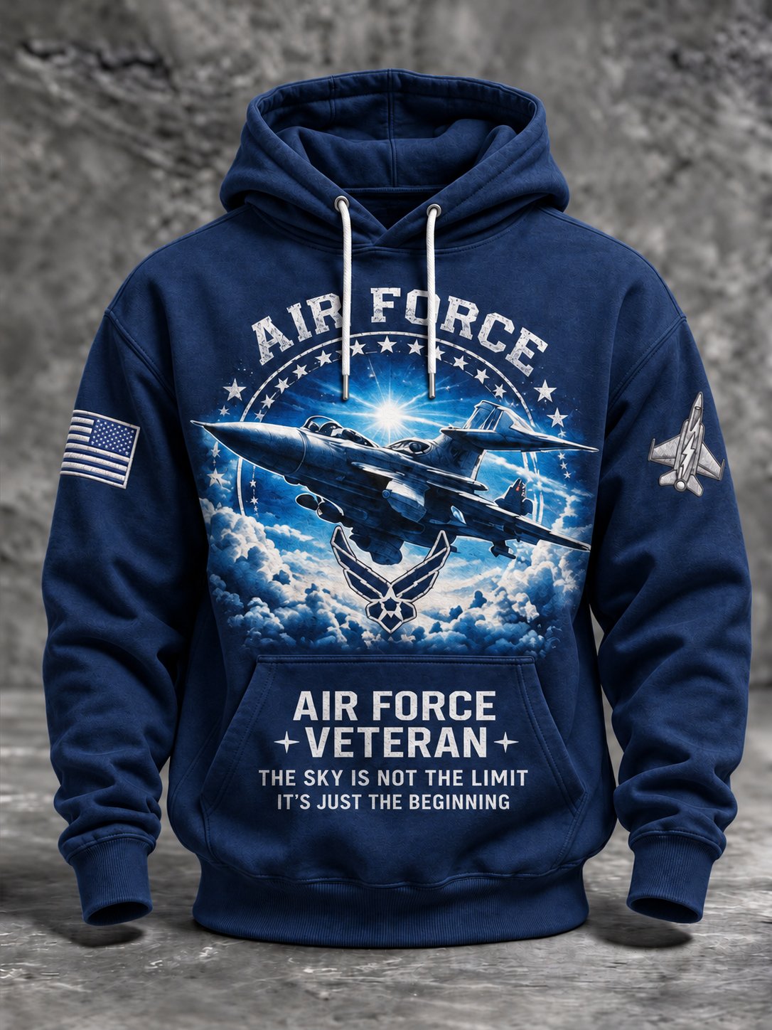 Men's Casual Veterans Commemorative Print Hoodie
