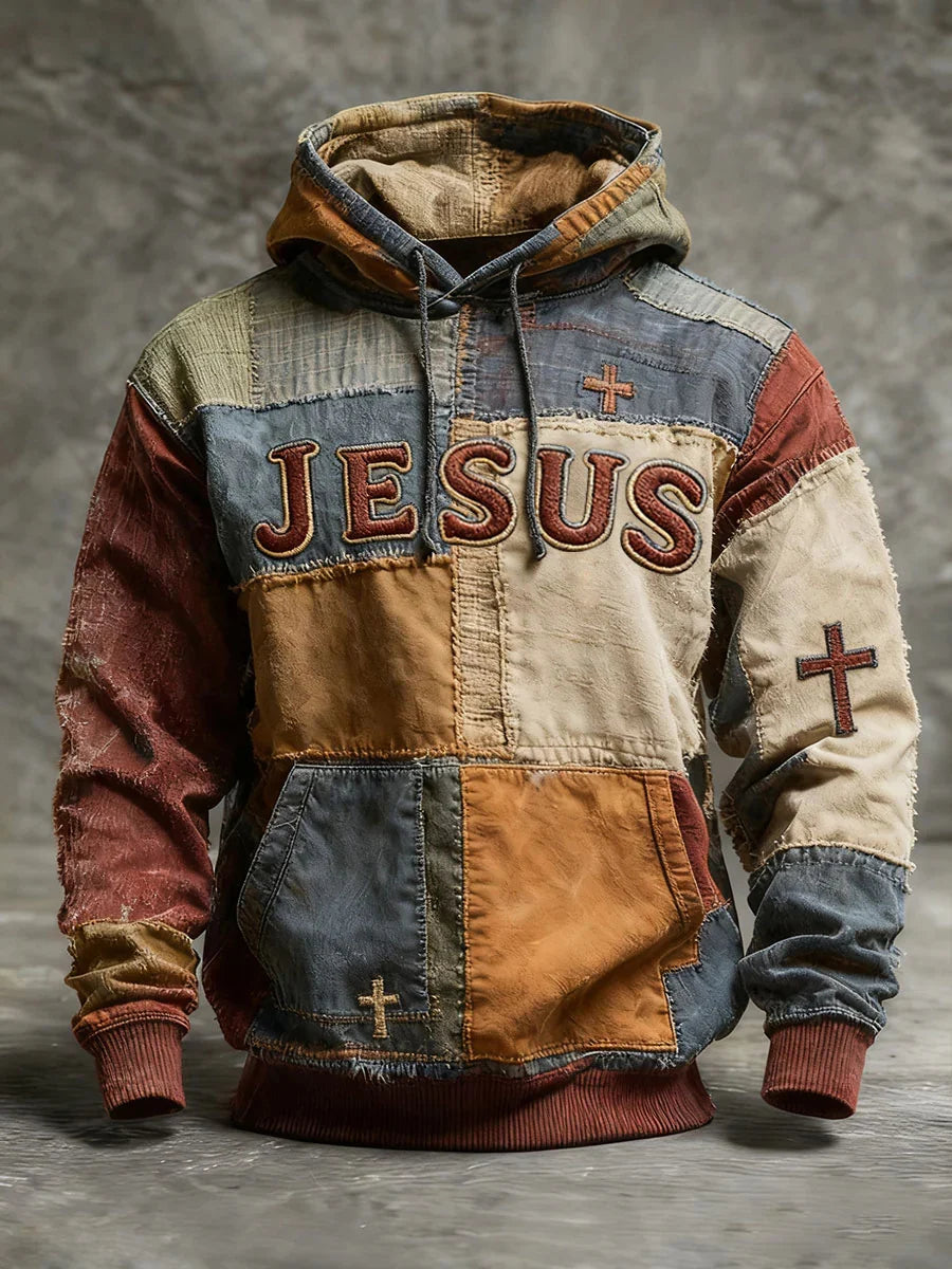 Men's Faith Vintage Flag Print Hoodie