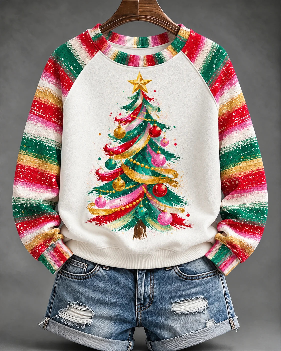 Women's Casual Christmas Print Long-Sleeved Sweatshirt