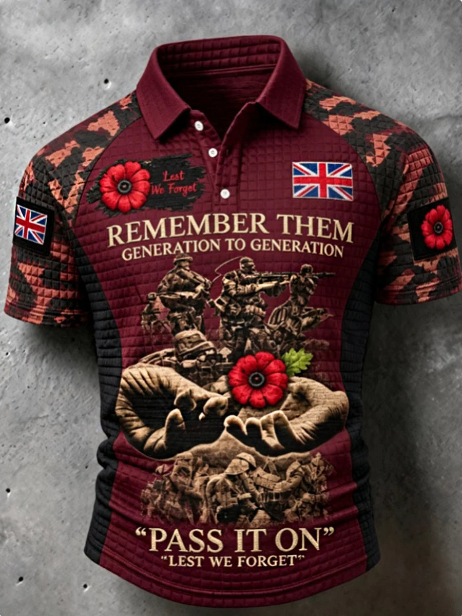 Men's Remembrance Day Lest We Forget short sleeve shirt