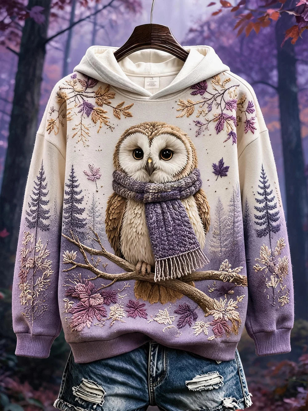 Women's Autumn Animal Print Crew Neck Long-Sleeve Hoodie