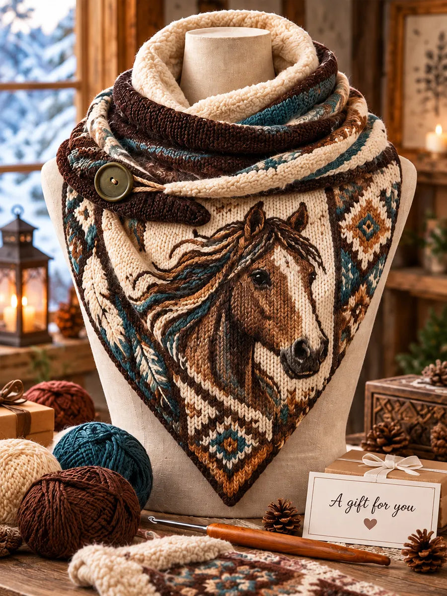 Women's Horse Triangle Scarf – Versatile Everyday & Holiday Accessory