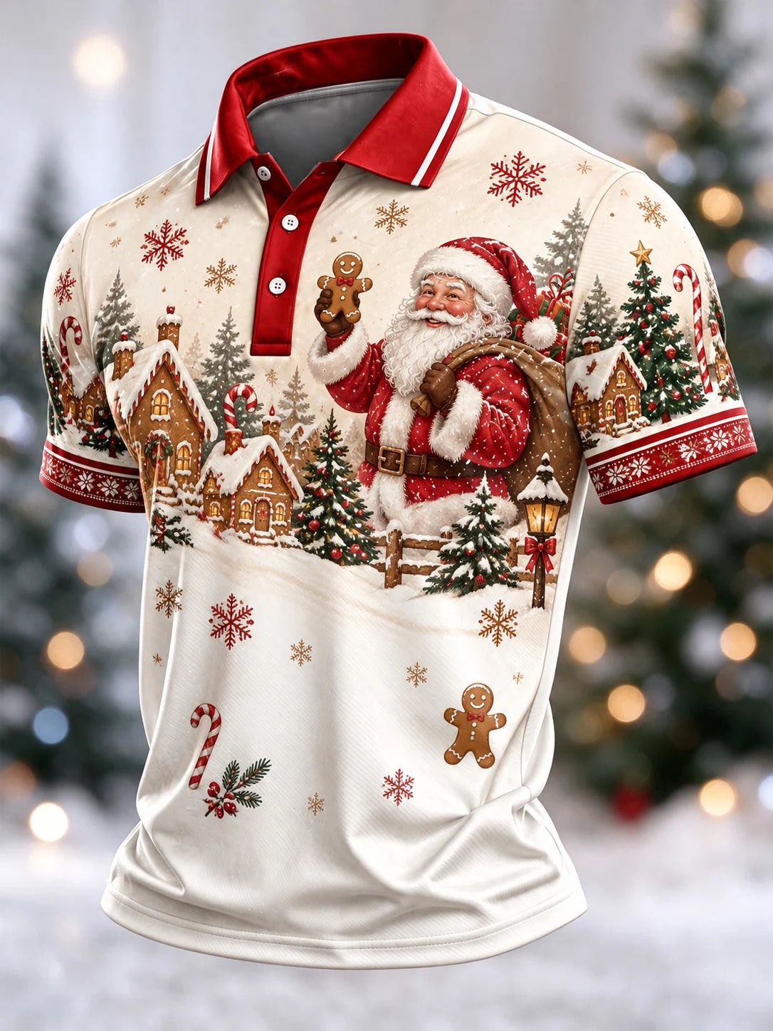 Men's Casual Christmas Short-Sleeve Polo Shirt