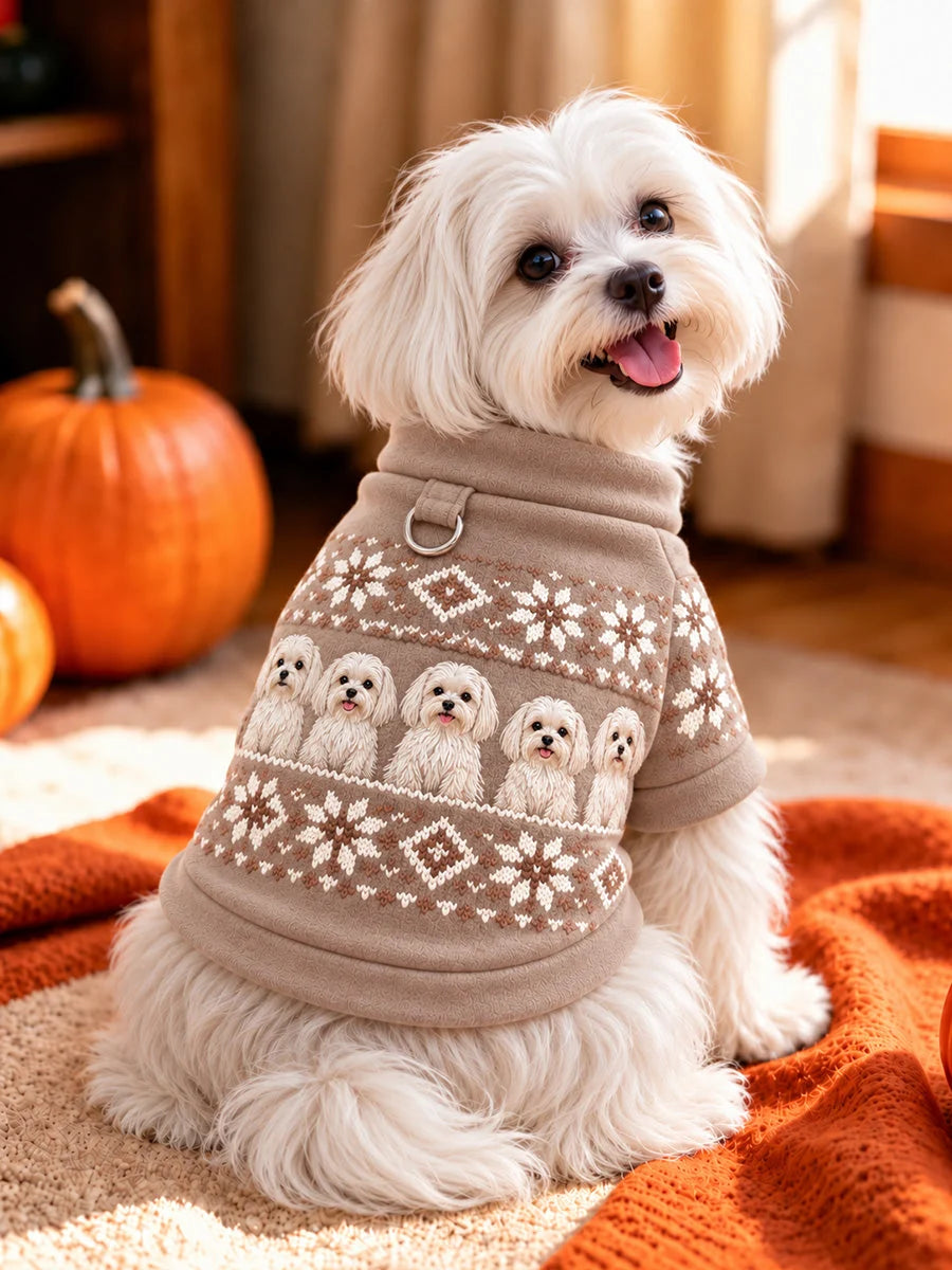 Vintage Maltese Dogs Isle Pattern Print Short-Sleeve Shirt (with D-ring)