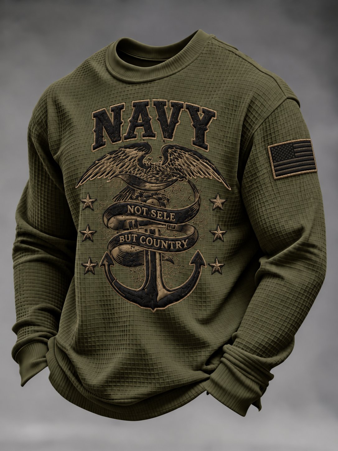 Men's U.S. Veterans Printed Waffle-Knit Top