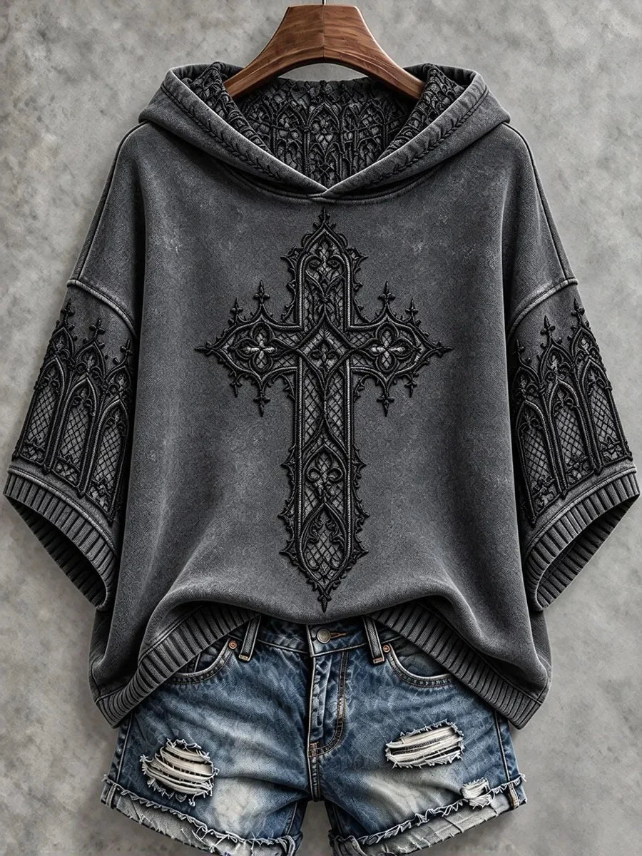 Women's Faith Cross Print Oversized Sweatshirt