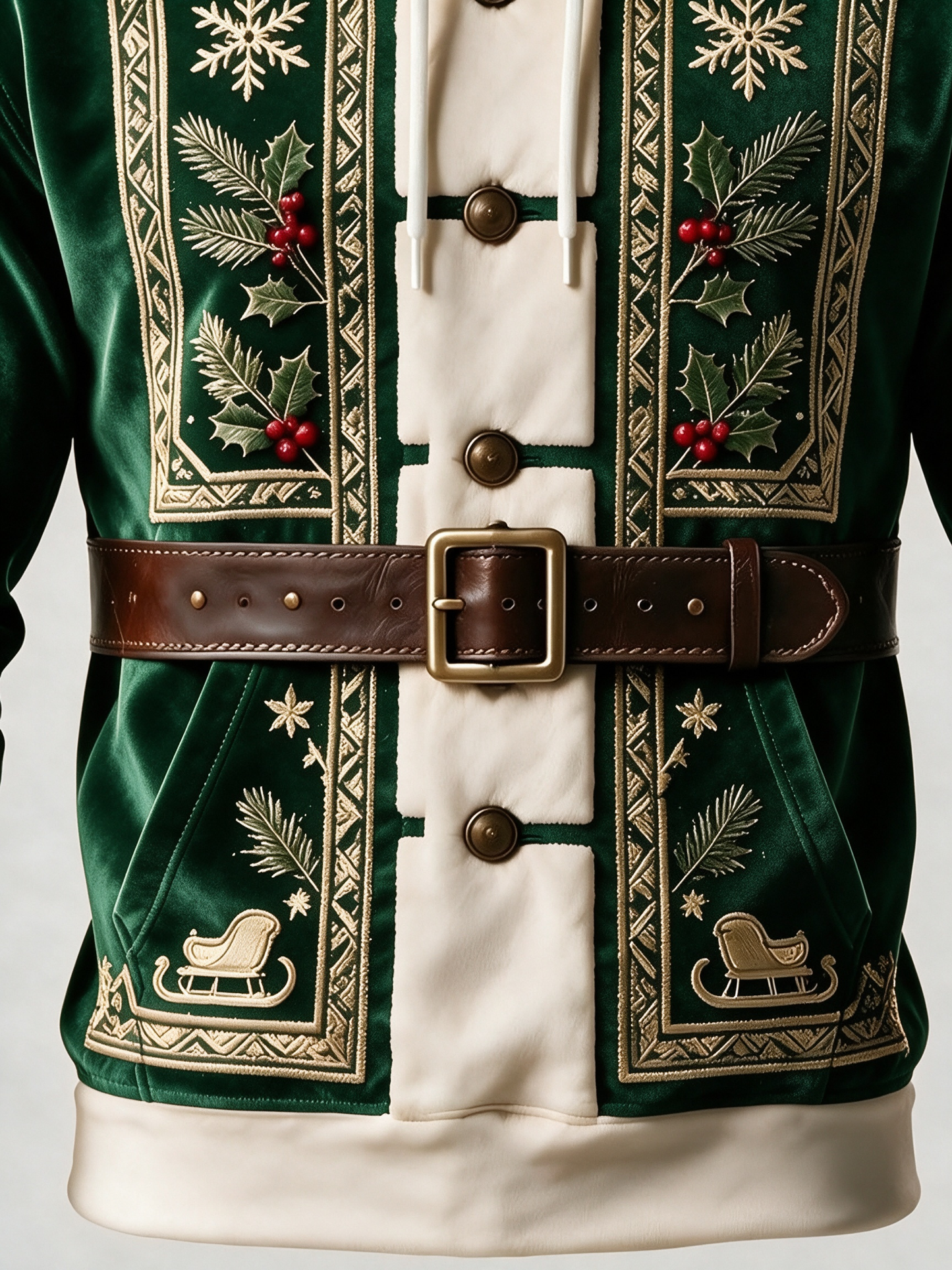 Christmas Vintage Santa Claus Suit Look Kangaroo-Pocket Hoodie Sweatshirt