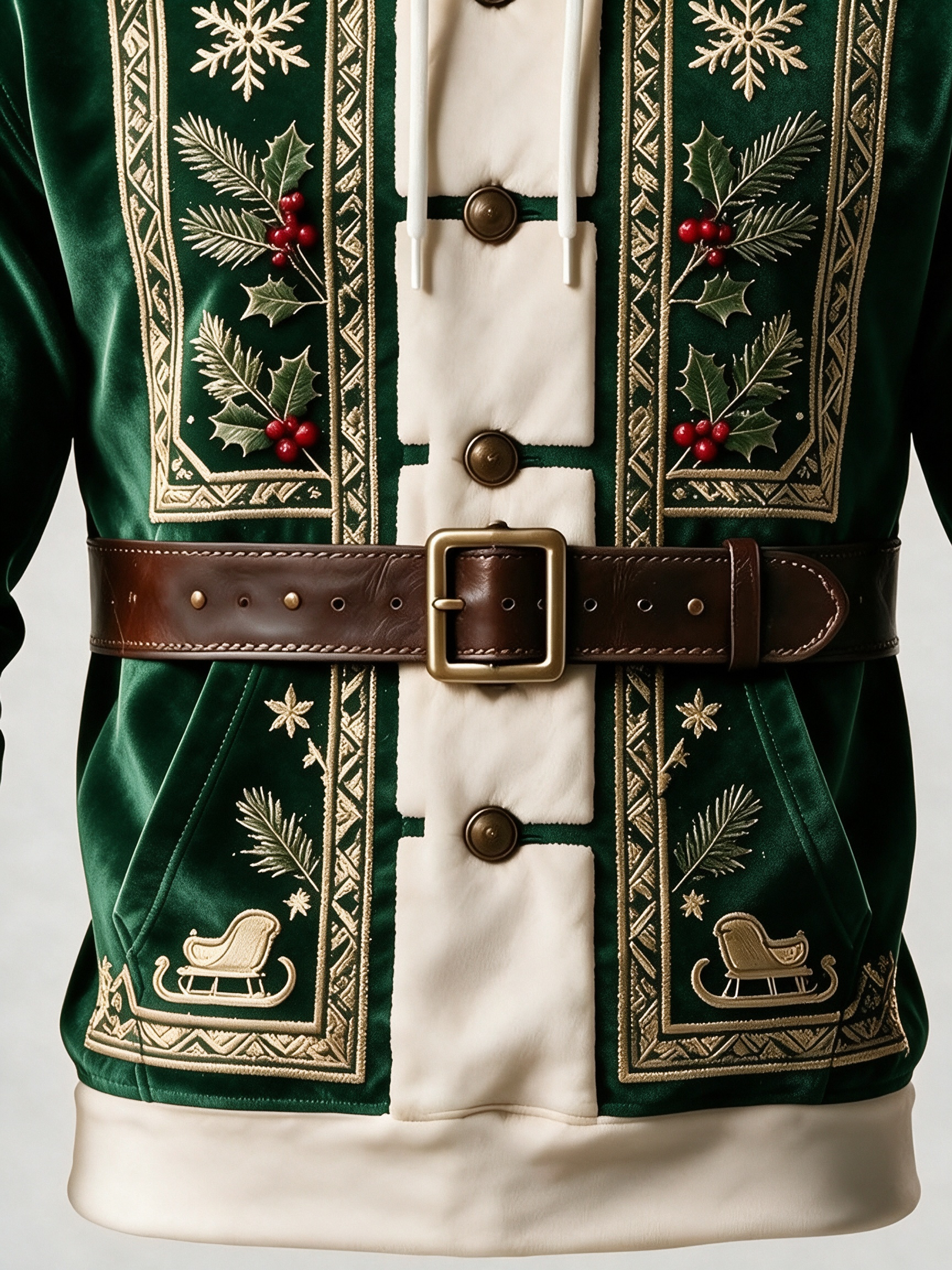 Christmas Vintage Santa Claus Suit Look Kangaroo-Pocket Hoodie Sweatshirt