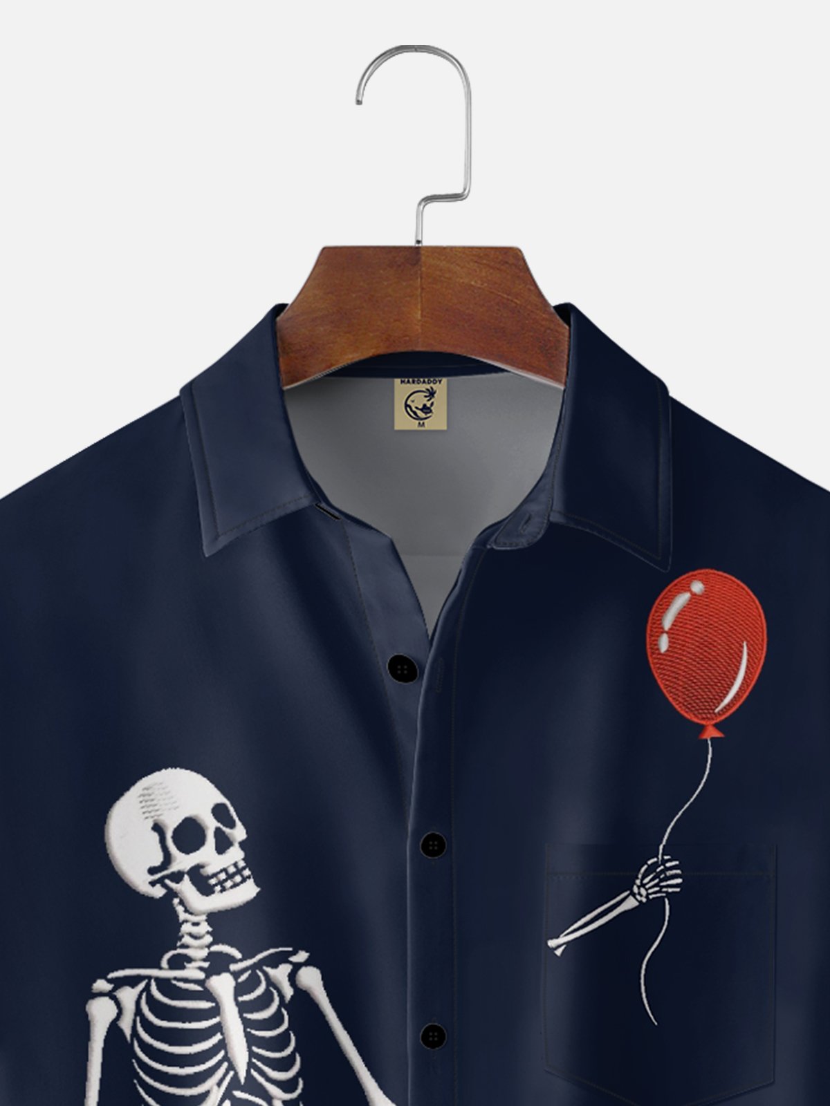 Moisture-wicking Halloween Skeleton Chest Pocket Casual Shirt