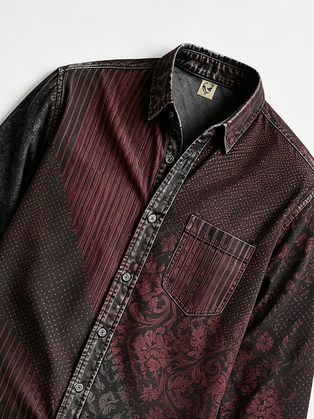Moisture-Wicking  Abstract Geometric Gradient  Chest Pocket Long-Sleeve Casual Shirt