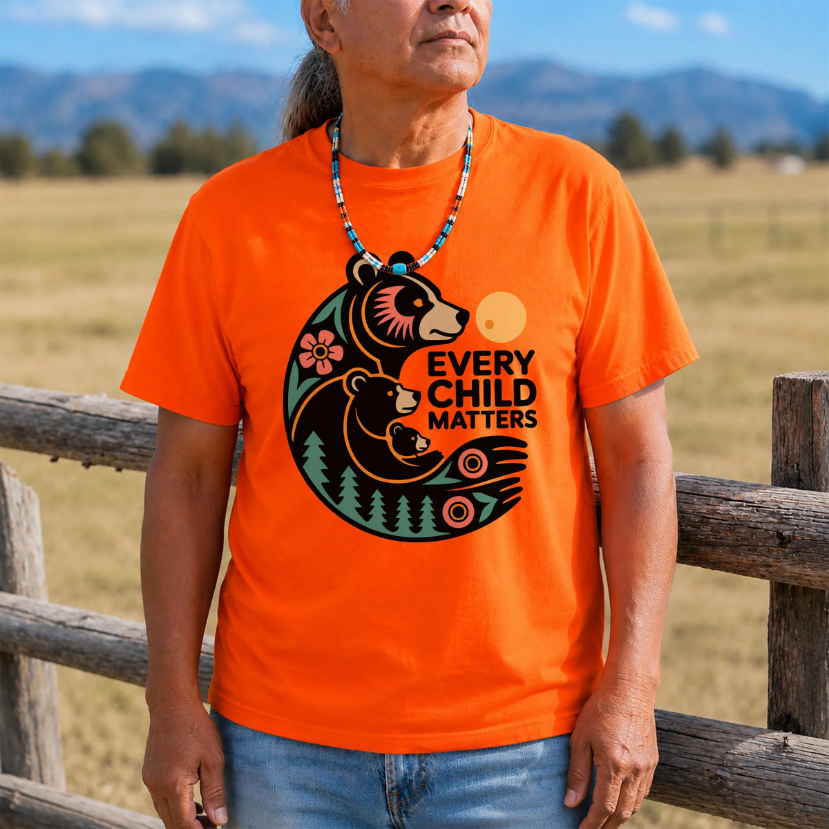 Sacred Bear Family Every Child Matters Orange Shirt Day Unisex T-shirt/Hoodie/Sweatshirt