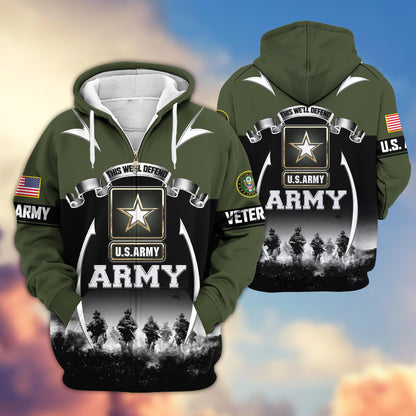 Premium US Veterans Zip Up Hoodie ATTN150821, Gifts For US Veterans, Gifts On Father's Day, Veterans Day.