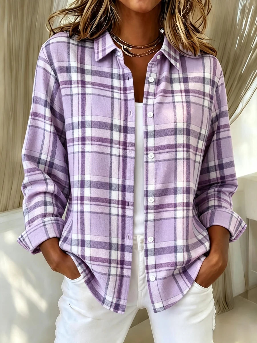 Women's Casual Retro Print Long-Sleeved Shirt