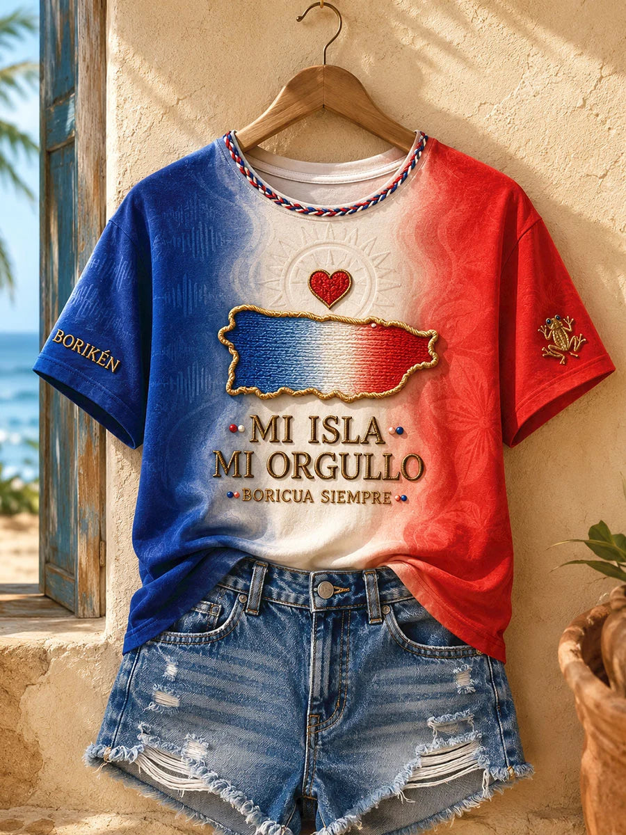Women's Puerto Rico Boricua Art Printed T-shirt