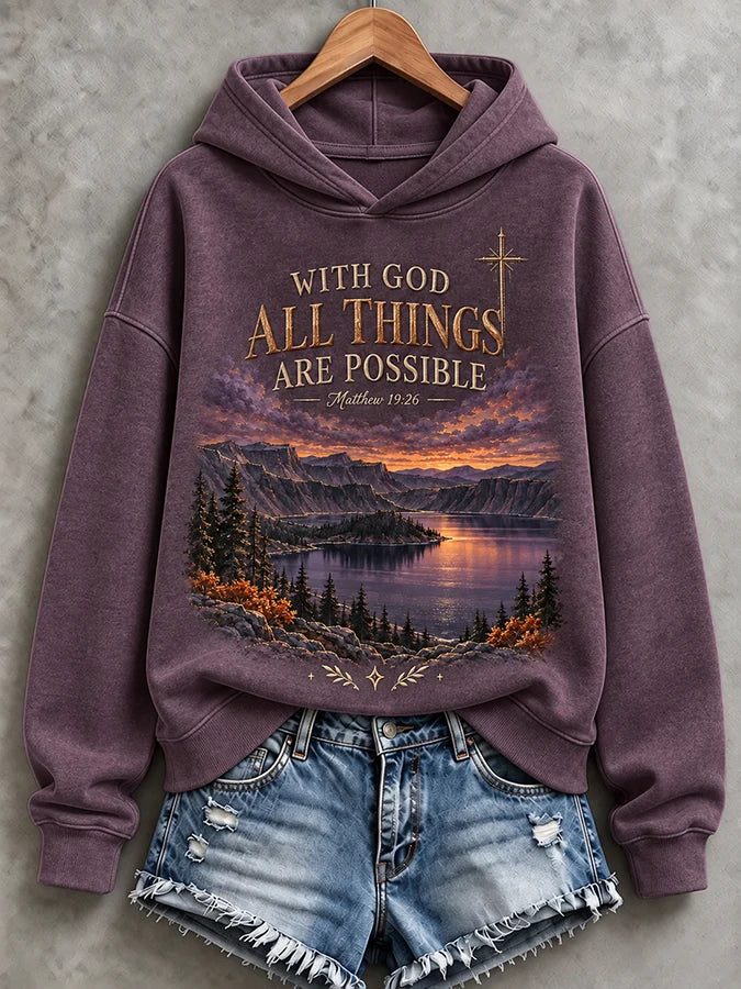 Women's Casual "Faith" Print Hoodie