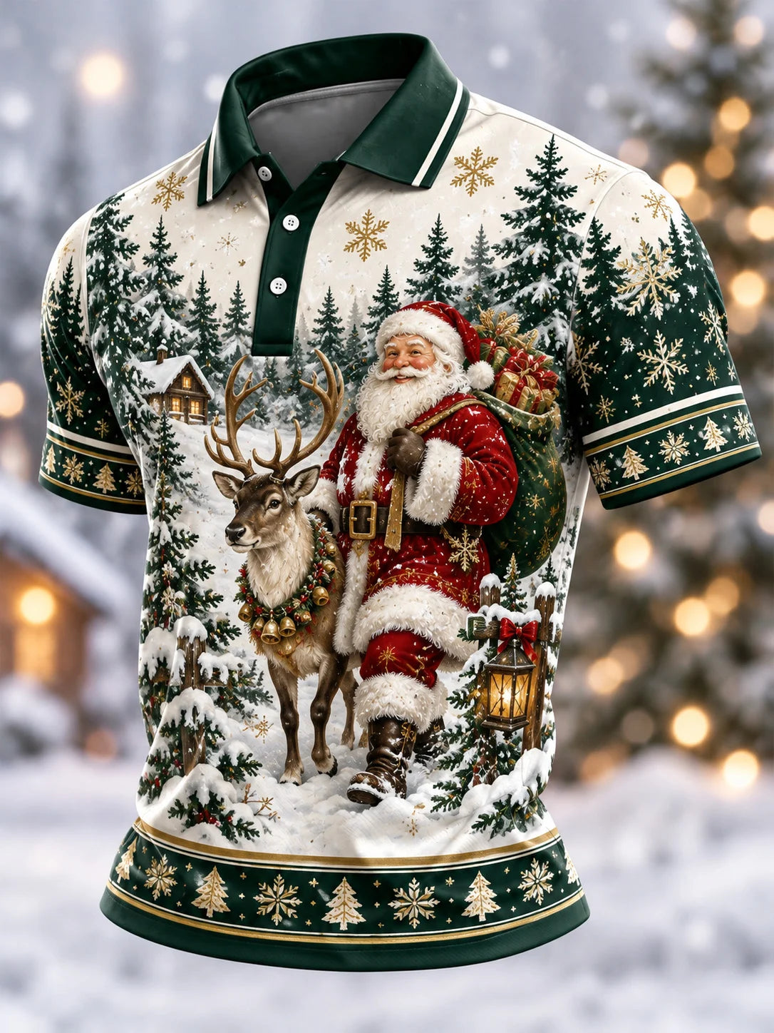 Men's Casual Christmas Short-Sleeve Polo Shirt