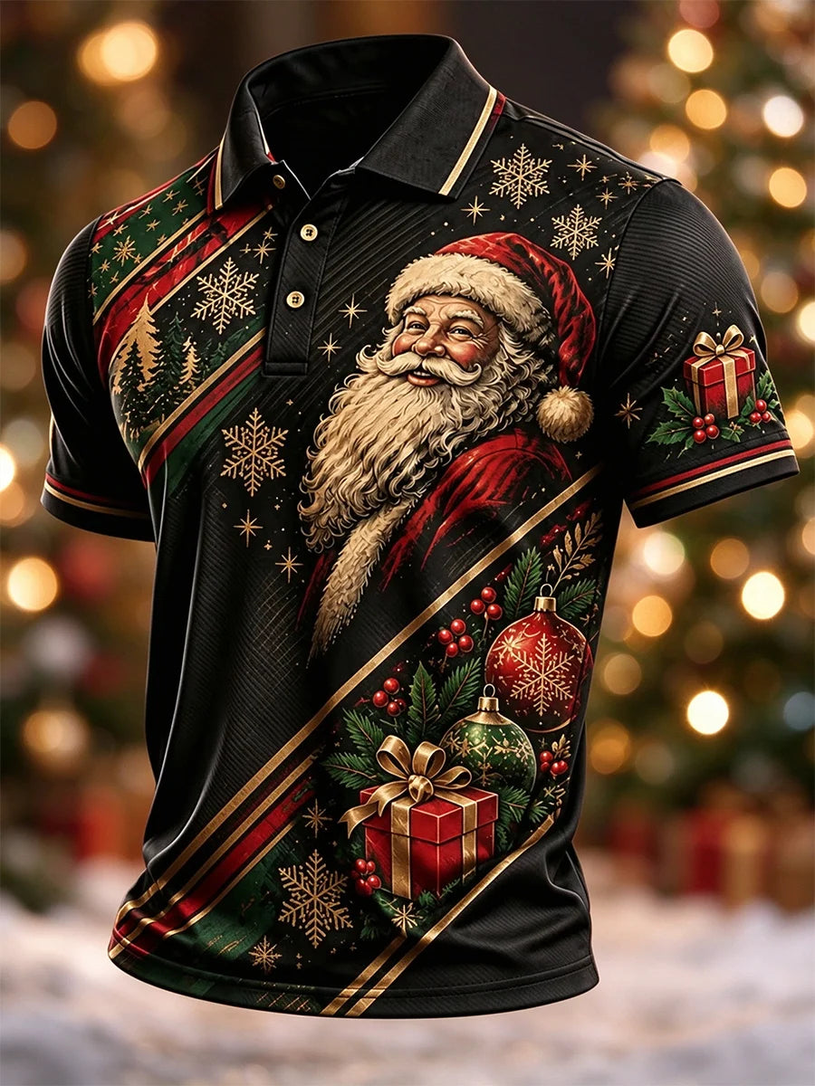 Men's Casual Christmas Short-Sleeve Polo Shirt