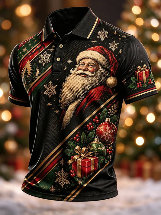 Men's Casual Christmas Short-Sleeve Polo Shirt