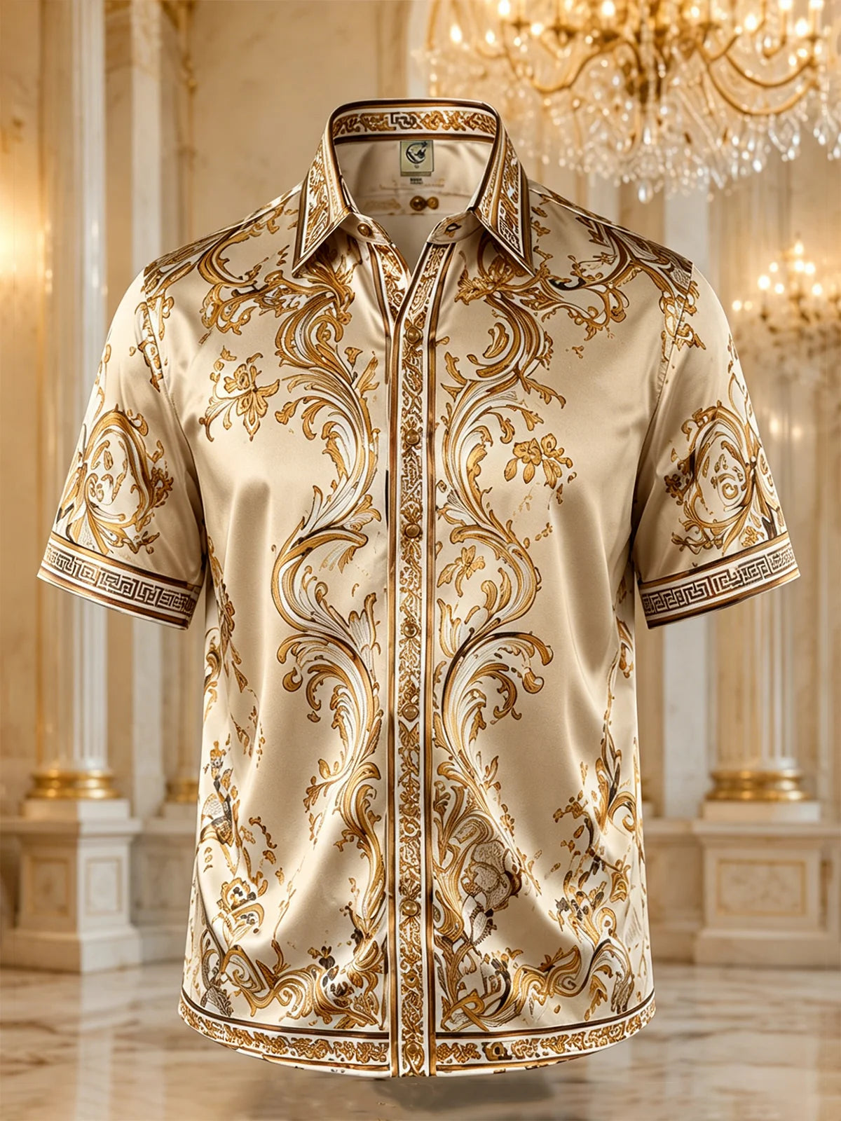 Breathable Silk Satin  Vintage-Style Botanical Floral Print Hawaiian Shirt