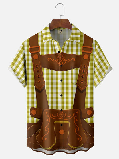 Moisture-wicking Oktoberfest Beer Festival Costume Chest Pocket Casual Shirt