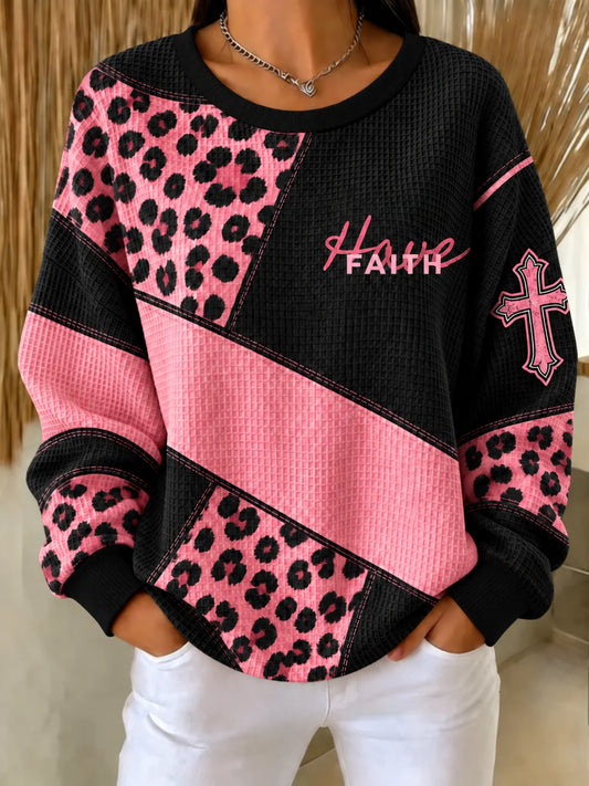 Women's Faith Print Waffle-Knit Top