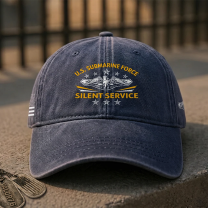 Silver Dolphins Navy Submarine Silent Service Cap