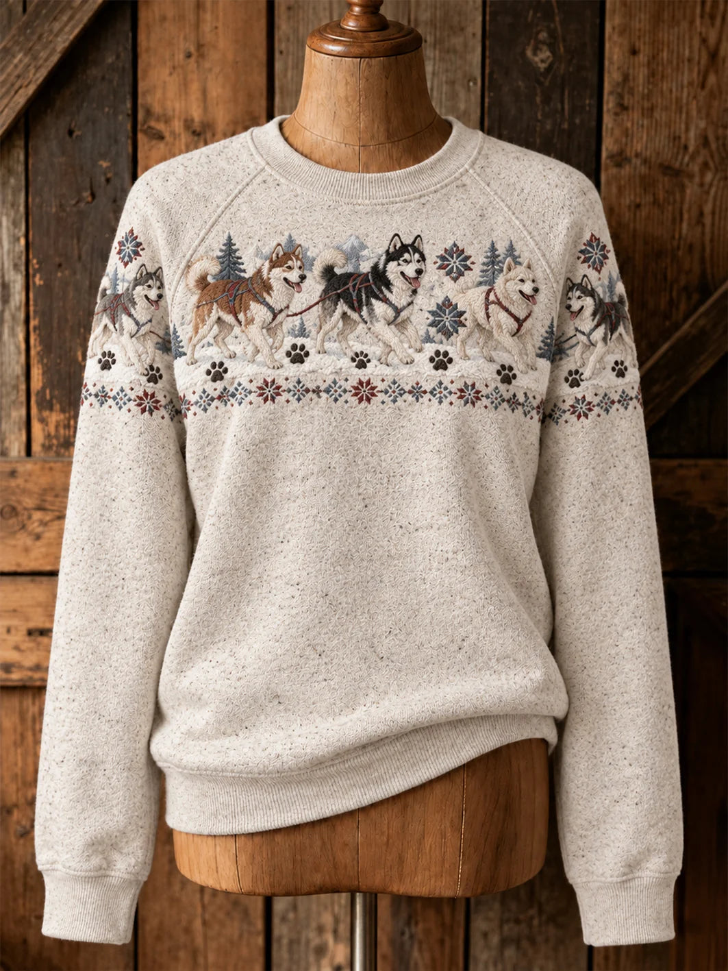 Women's cute puppy design casual raglan sleeve sweatshirt