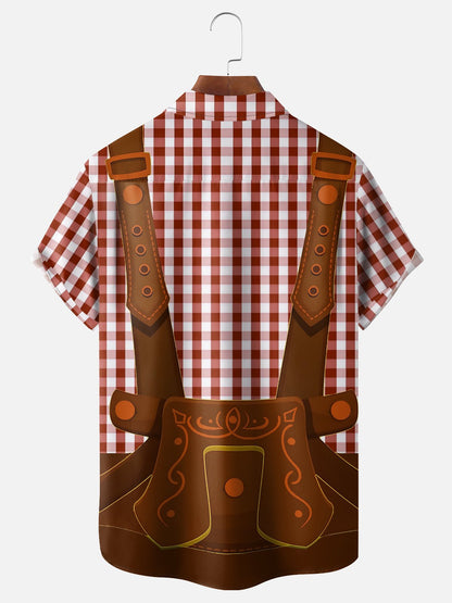 Moisture-wicking Oktoberfest Beer Festival Costume Chest Pocket Casual Shirt