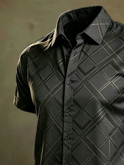 Moisture-Wicking Abstract Geometric Line Art Casual Shirt