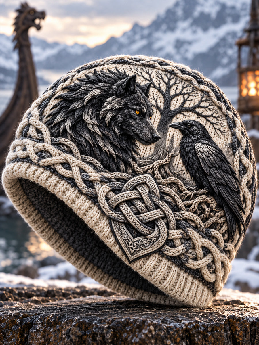 Viking Art Vintage Autumn And Winter Warm Cold Knitted Hat