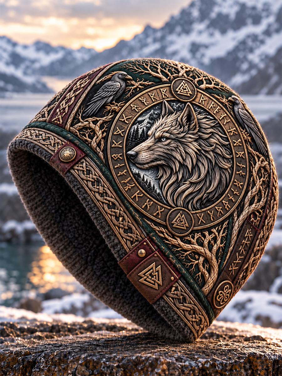 Viking Art Vintage Autumn And Winter Warm Cold Knitted Hat