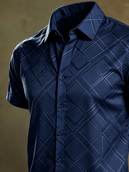 Moisture-Wicking Abstract Geometric Line Art Casual Shirt