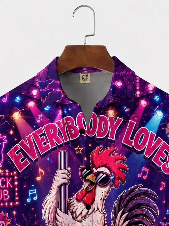 Moisture-Wicking "Beer Can Chicken" Chest-Pocket Hawaiian Shirt