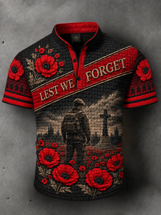 Men's Remembrance Day Lest We Forget Short-Sleeve Polo Shirt