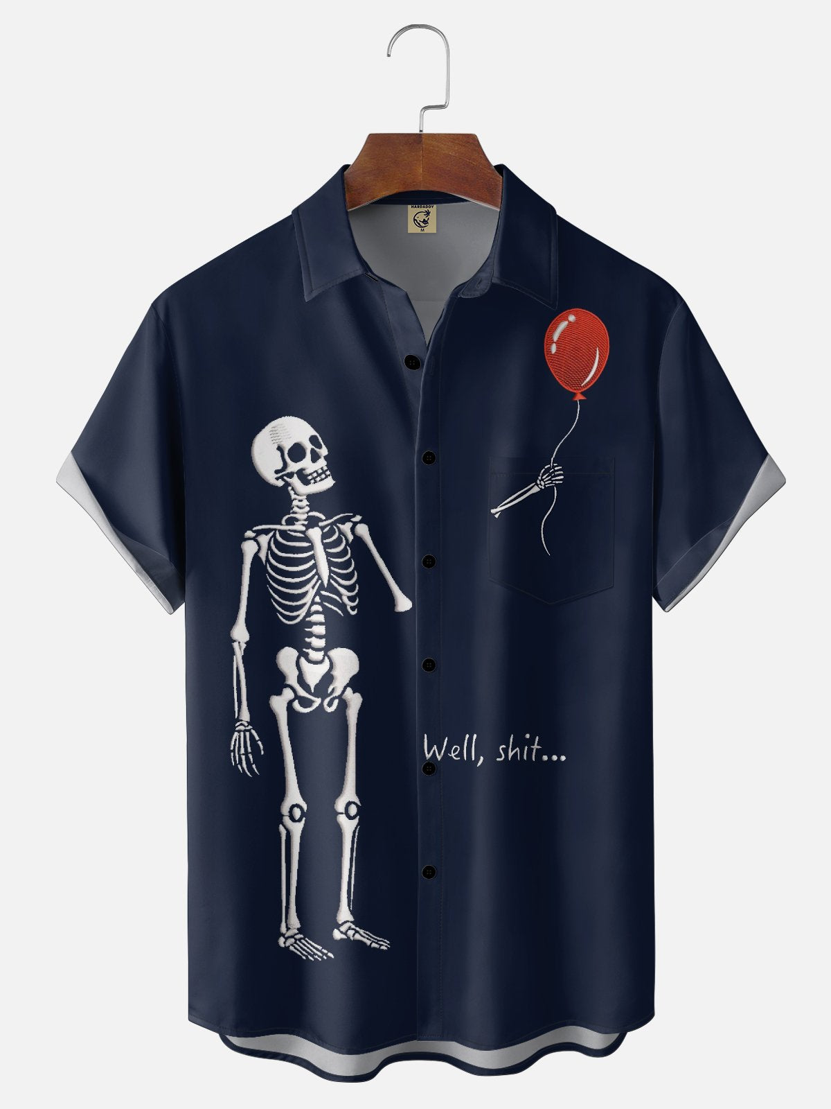 Moisture-wicking Halloween Skeleton Chest Pocket Casual Shirt