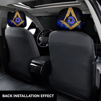 2PCS Freemason Emblem Car Headrest Covers – Masonic Auto Seat Accessories
