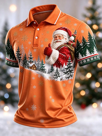 Men's Casual Christmas Short-Sleeve Polo Shirt