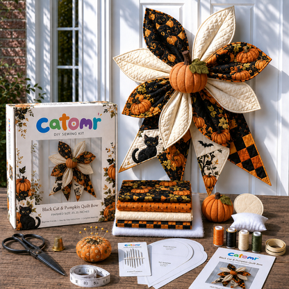 DIY Patriotic Patchwork Bow Sewing Kit – Quilted American Flag Door Hanging Craft
