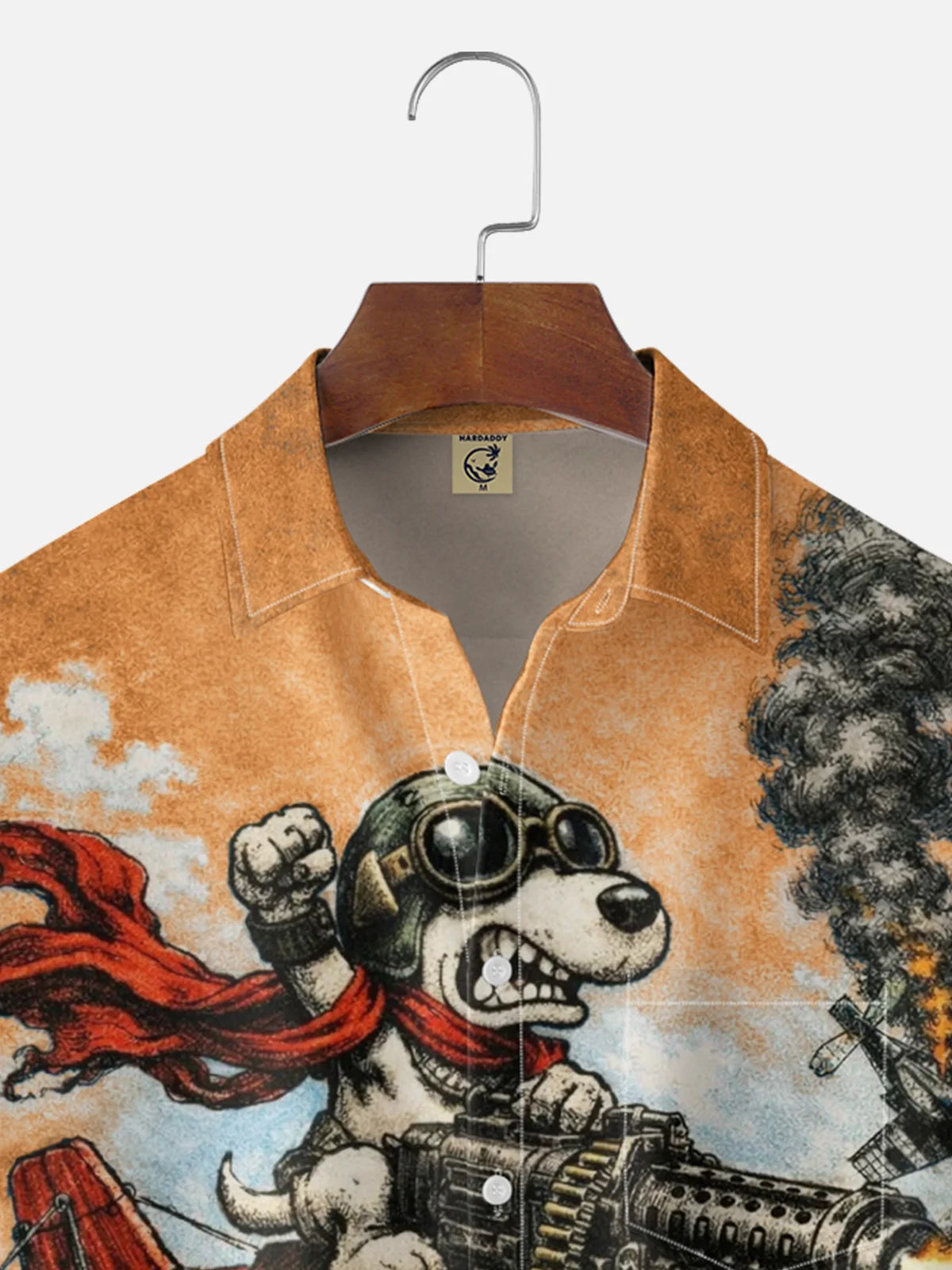 Moisture-Wicking Abstract Airplane & Dog Pattern and Chest Pocket Holiday Hawaiian Shirt