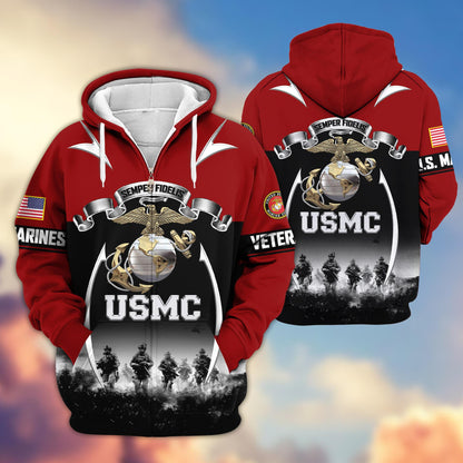 Premium US Veterans Zip Up Hoodie ATTN150821, Gifts For US Veterans, Gifts On Father's Day, Veterans Day.