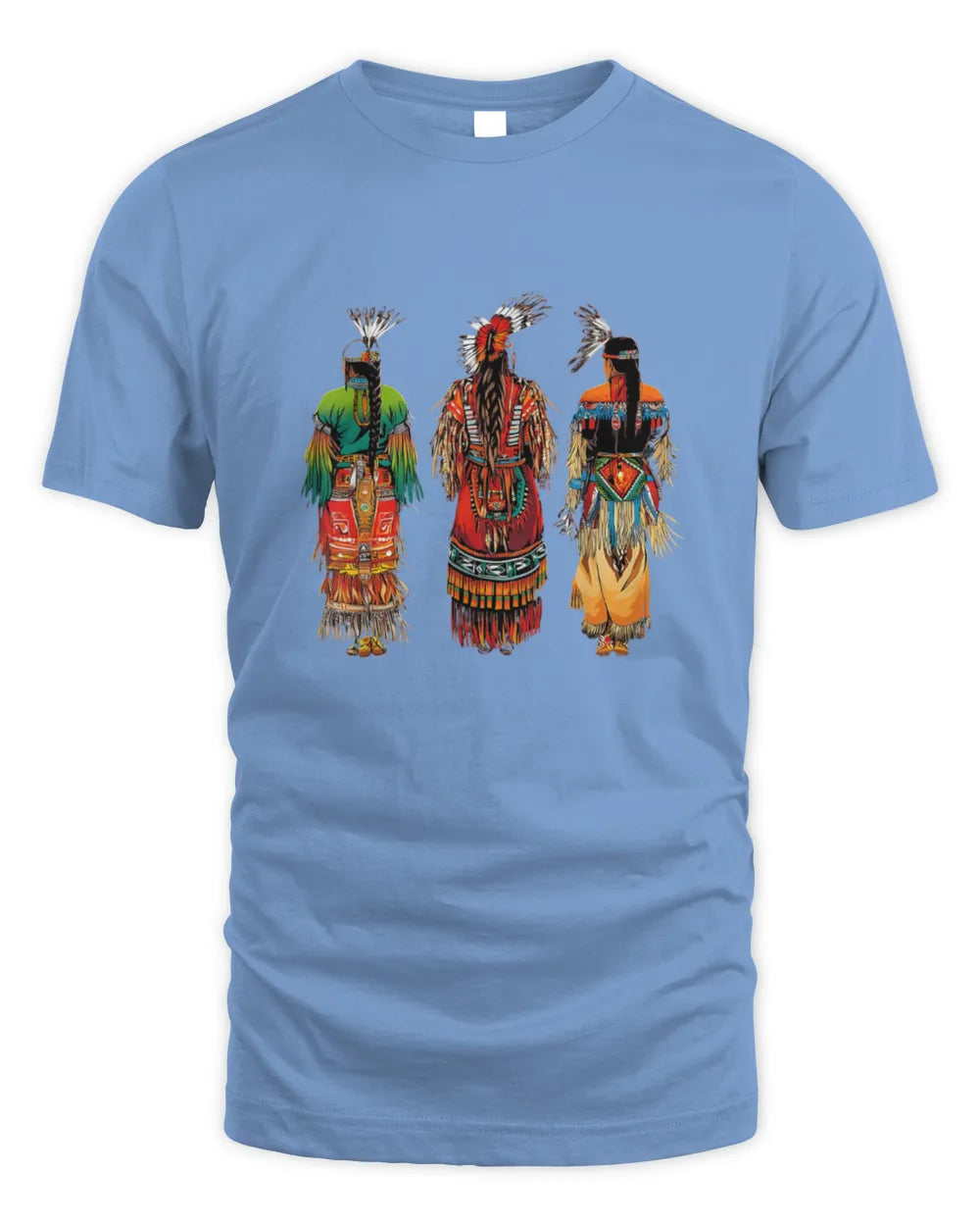 Native American Dancers Shirt | Indigenous Powwow Regalia T-Shirt | Tribal Pride Cultural Graphic Tee | First Nations Heritage Gift - Unisex Standard T-Shirt - carolina blue - front