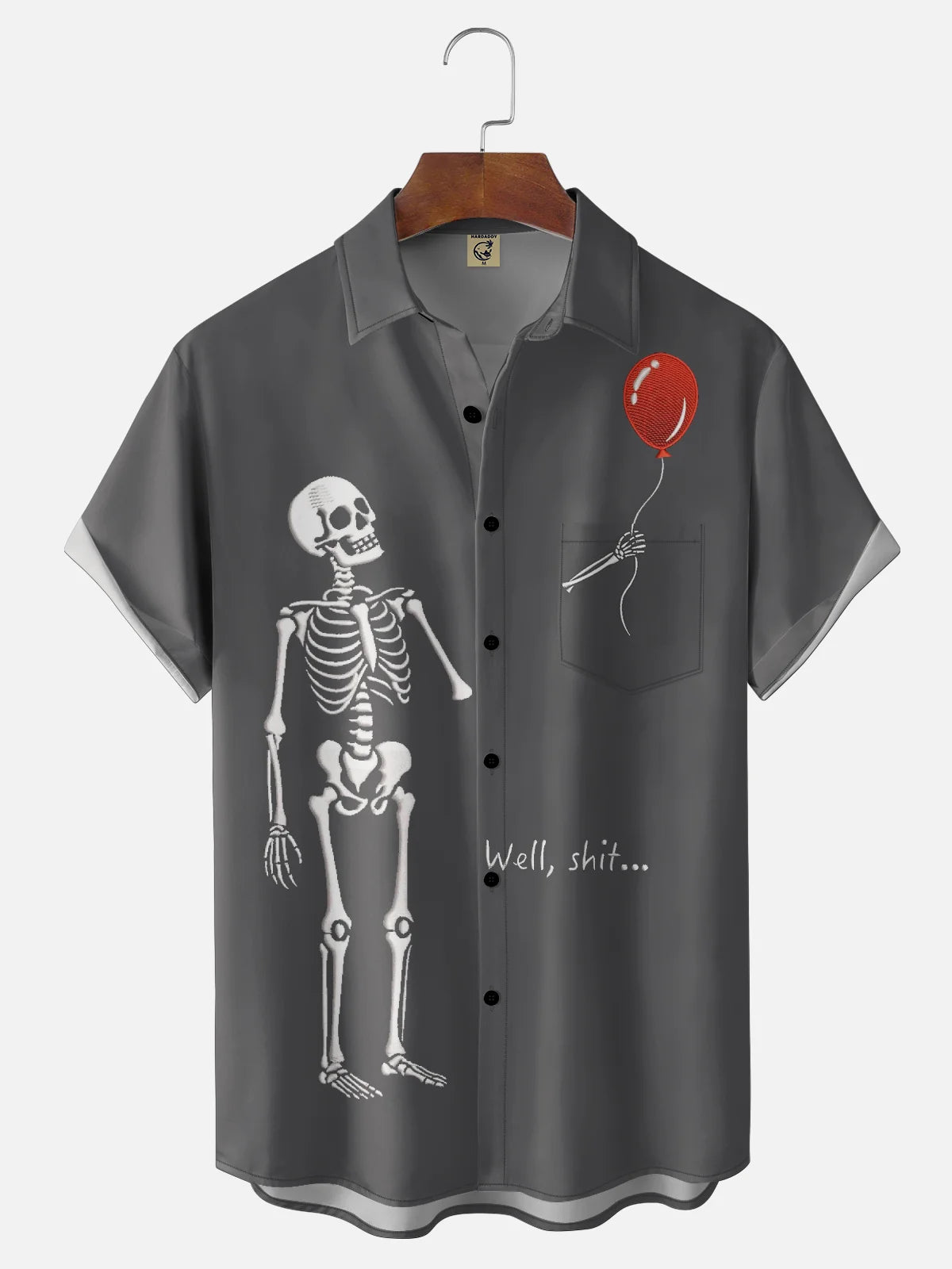 Moisture-wicking Halloween Skeleton Chest Pocket Casual Shirt