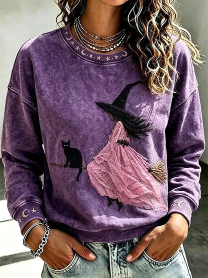 Women's Casual Printed Long-Sleeve Sweatshirt