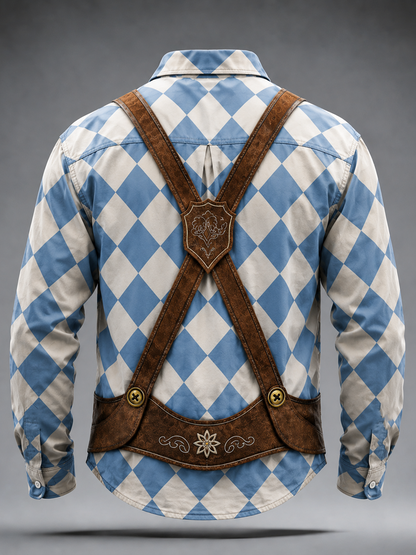 Moisture-Wicking Oktoberfest Style Chest Pocket Long-Sleeve Casual Shirt
