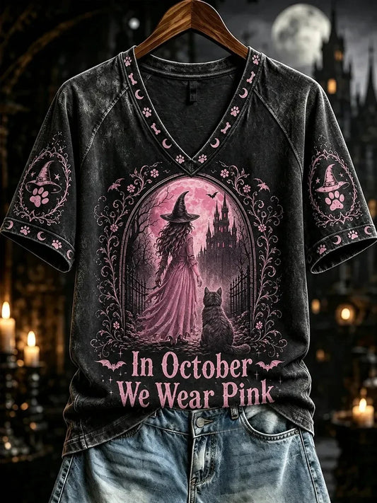 Women's Breast Cancer Awareness Print Casual T-shirt