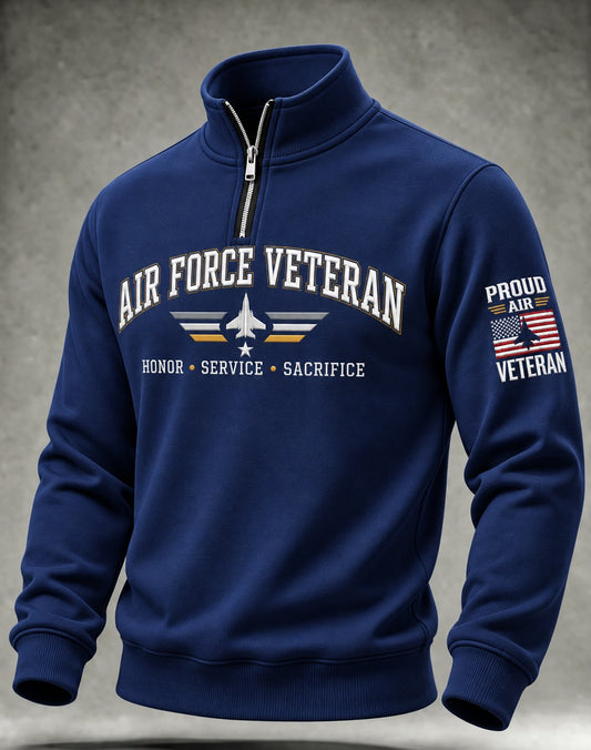 Men's U.S. Veterans Day Print Stand-Collar Zip-Up Sweatshirt