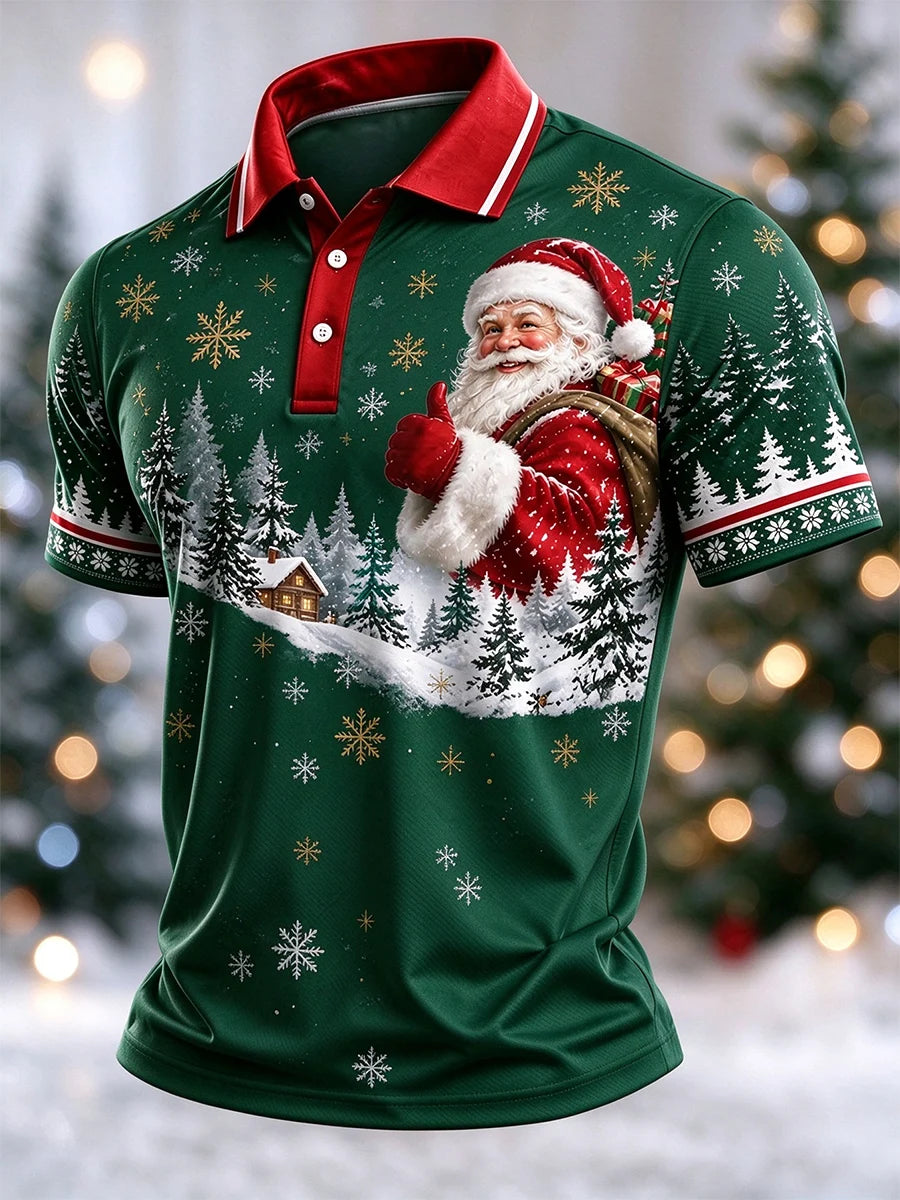 Men's Casual Christmas Short-Sleeve Polo Shirt