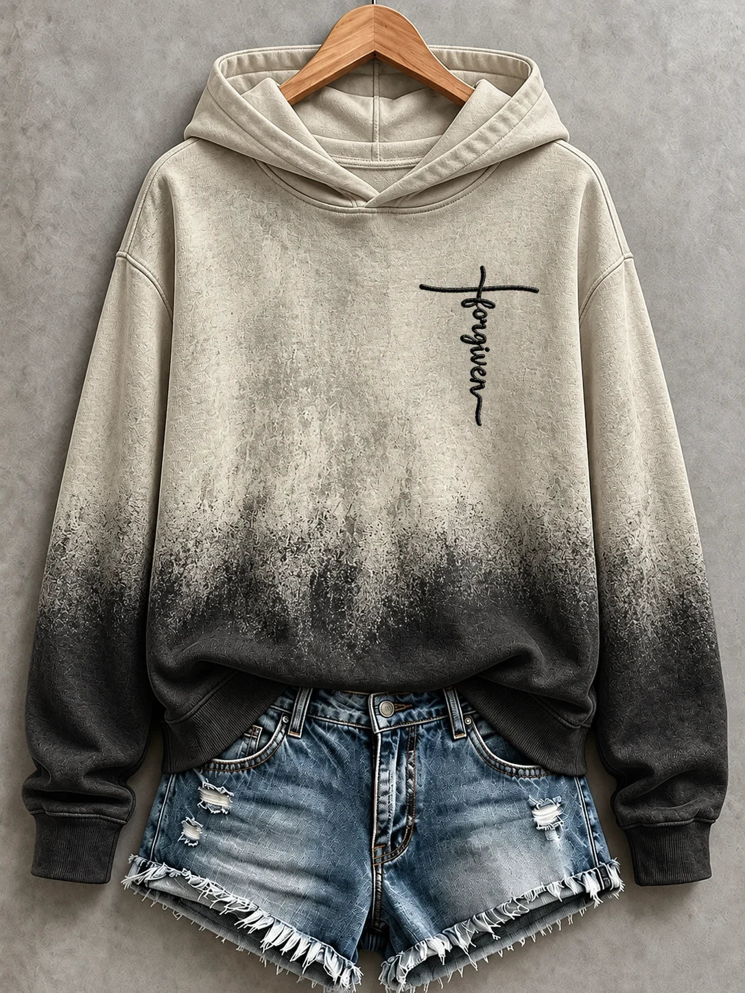Women's Casual "Faith" Cross-Print Sweatshirt